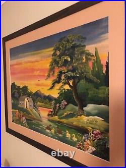 Vintage Landscape Oil Painting, Signed 1947 O. G. Lewis The Gospel Artist, MCM