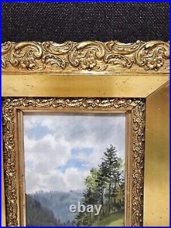 Vintage Landscape Oil Painting Signed GATTINGER Great Old Gold Wood Frame
