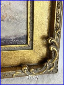 Vintage Landscape Oil Painting Winter Farmhouse Signed by Norma S Forsberg