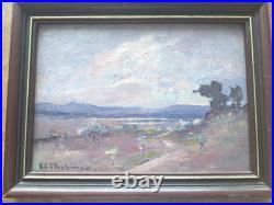 Vintage Landscape Painting Impressionist Artist Signed CALIFORNIA OIL on Board