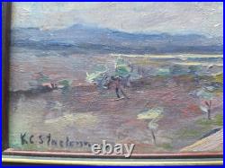 Vintage Landscape Painting Impressionist Artist Signed CALIFORNIA OIL on Board