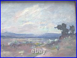 Vintage Landscape Painting Impressionist Artist Signed CALIFORNIA OIL on Board
