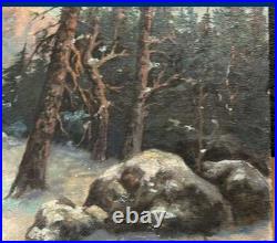 Vintage Landscape Painting Oil On Board 24x15 Signed