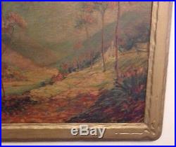 Vintage Landscape Painting Signed Ellis Grove Illegible Orig. Artist Made Frame