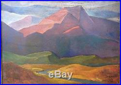 Vintage Landscape Painting Signed R Wade (Anchor Monogram) Colorful