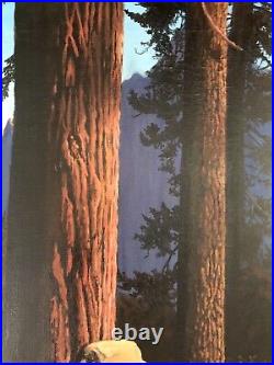 Vintage Landscape Painting Yosemite 24 x 30 Mountain River Trees Signed?'79