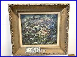 Vintage Landscape Scene Painting On Board Framed Signed Goldie Lipson Listed