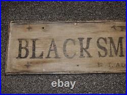 Vintage Large Blacksmith Shop Wooden Hand Painted Sign