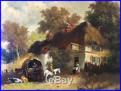 Vintage Large GL Cameron Ecuador Artist Signed Landscape Oil Painting Swan Inn
