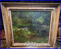 Vintage Large MCM signed painting 1963 OIL ON BOARD 30 X 32