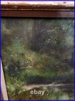 Vintage Large MCM signed painting 1963 OIL ON BOARD 30 X 32