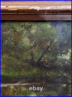 Vintage Large MCM signed painting 1963 OIL ON BOARD 30 X 32