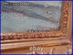 Vintage Large Oil Painting Impressionism Historic Signed Thierson Landscape