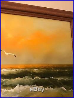 Vintage Large Oil Painting Sea Scape Signed