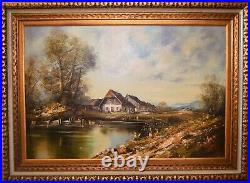 Vintage Large Original Oil Painting Happman Horst Landscape Signed Framed