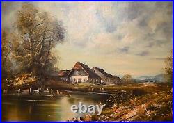 Vintage Large Original Oil Painting Happman Horst Landscape Signed Framed