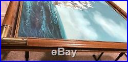 Vintage Large Signed Jackson ship at sea oil painting on canvas Excellent