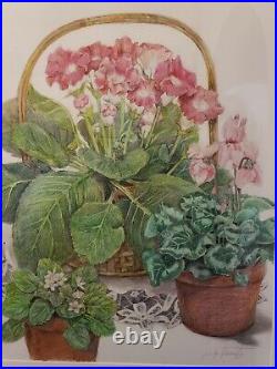Vintage Large Unique Still Life Flowers Painting Signed By Artist