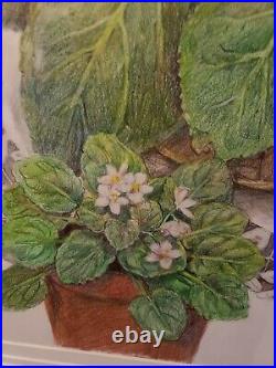 Vintage Large Unique Still Life Flowers Painting Signed By Artist