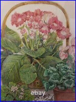 Vintage Large Unique Still Life Flowers Painting Signed By Artist