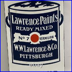Vintage Lawrence Paints W. W. Lawrence & Co. Porcelain Advertising Sign