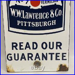Vintage Lawrence Paints W. W. Lawrence & Co. Porcelain Advertising Sign