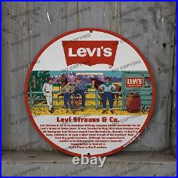 Vintage Levi's Strauss Co Paints Porcelain Goofy Service Station Gas Pump Sign