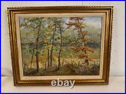 Vintage Lillian Renshaw Signed Oil on Board Painting Black River, Missouri