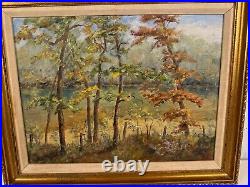 Vintage Lillian Renshaw Signed Oil on Board Painting Black River, Missouri
