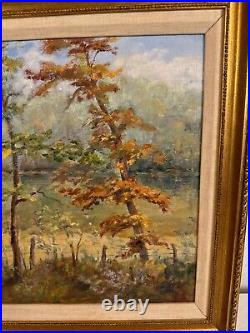 Vintage Lillian Renshaw Signed Oil on Board Painting Black River, Missouri