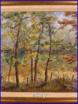 Vintage Lillian Renshaw Signed Oil on Board Painting Black River, Missouri