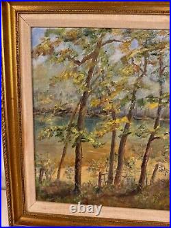 Vintage Lillian Renshaw Signed Oil on Board Painting Black River, Missouri