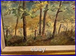 Vintage Lillian Renshaw Signed Oil on Board Painting Black River, Missouri
