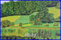 Vintage Lillypad Pond Landscape Scene Oil Painting Signed V, Karlsson 72