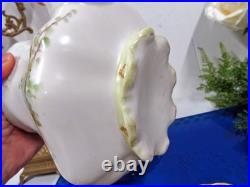 Vintage Limoges Style painted pink roses artist signed teaset teapot c & s set