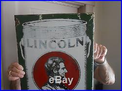 Vintage Lincoln Paint Sign Double Sided Porcelain Flange, Balto Rare