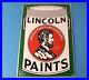 Vintage Lincoln Paints Porcelain General Store Service Station Pump Plate Sign