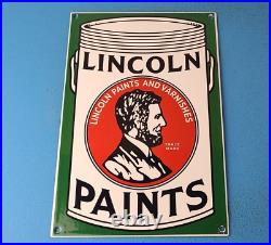 Vintage Lincoln Paints Porcelain General Store Service Station Pump Plate Sign