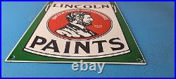 Vintage Lincoln Paints Porcelain General Store Service Station Pump Plate Sign