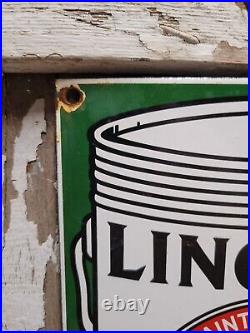 Vintage Lincoln Paints Porcelain Sign Old Abe Lincoln Varnish Hardware Supply Co