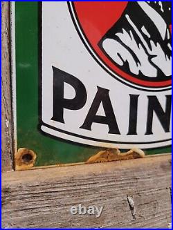 Vintage Lincoln Paints Porcelain Sign Old Abe Lincoln Varnish Hardware Supply Co