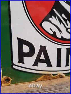 Vintage Lincoln Paints Porcelain Sign Old Abe Lincoln Varnish Hardware Supply Co