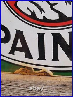 Vintage Lincoln Paints Porcelain Sign Old Abe Lincoln Varnish Hardware Supply Co