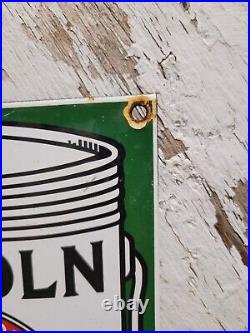 Vintage Lincoln Paints Porcelain Sign Old Abe Lincoln Varnish Hardware Supply Co