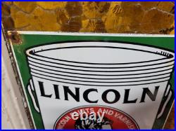 Vintage Lincoln Paints Porcelain Sign Old President Lincoln Varnish Hardware 12