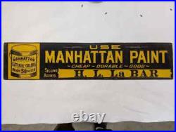 Vintage Lithograph Manhattan Paint Sign H. L. La Bar Chicago Waterproof Sign Co