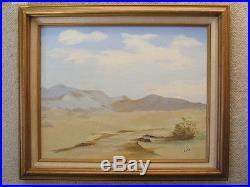 Vintage Lois Ingram Signed Plein Air Oil Painting California Desert Clouds Hills