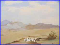 Vintage Lois Ingram Signed Plein Air Oil Painting California Desert Clouds Hills