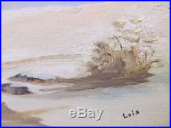 Vintage Lois Ingram Signed Plein Air Oil Painting California Desert Clouds Hills