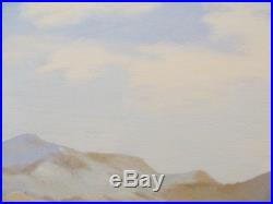 Vintage Lois Ingram Signed Plein Air Oil Painting California Desert Clouds Hills